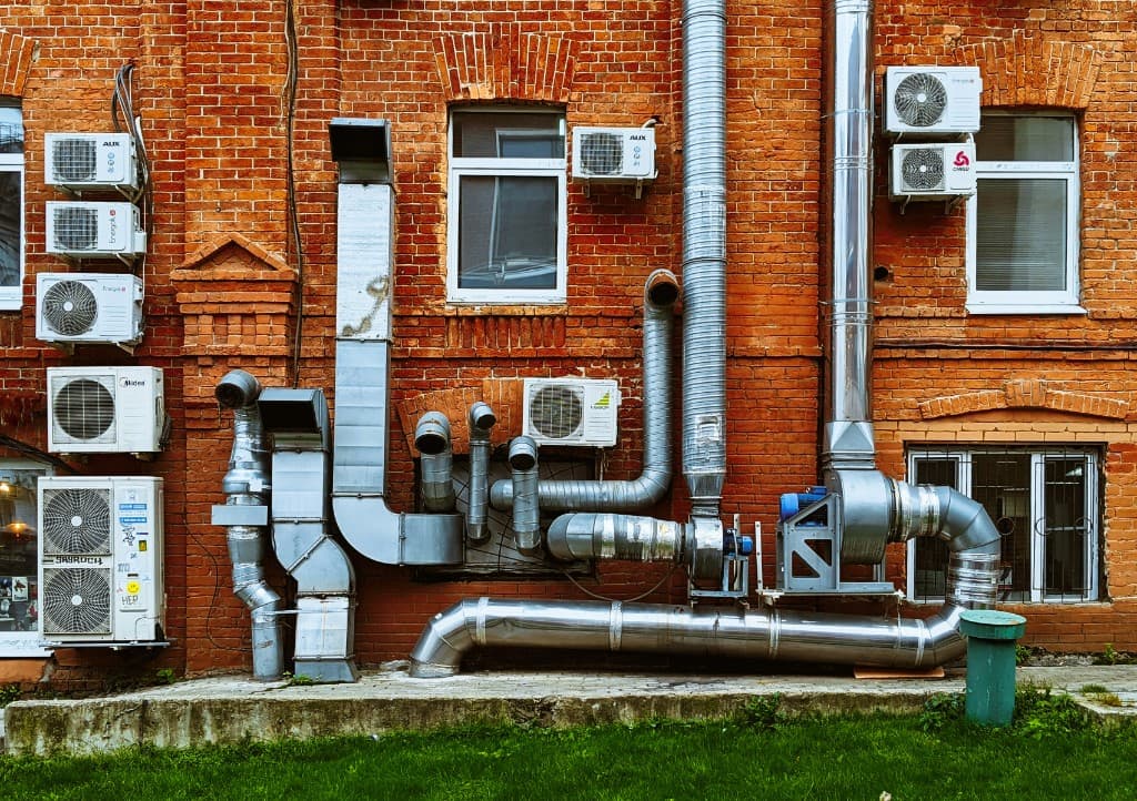 Commercial HVAC equipment on a building
